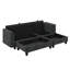 Canapé modulaire rembourré en L de 83 po avec amplement d'espace de rangement, lit convertible avec repose-pieds mobile et six coussins décoratifs en forme de L-2049868436