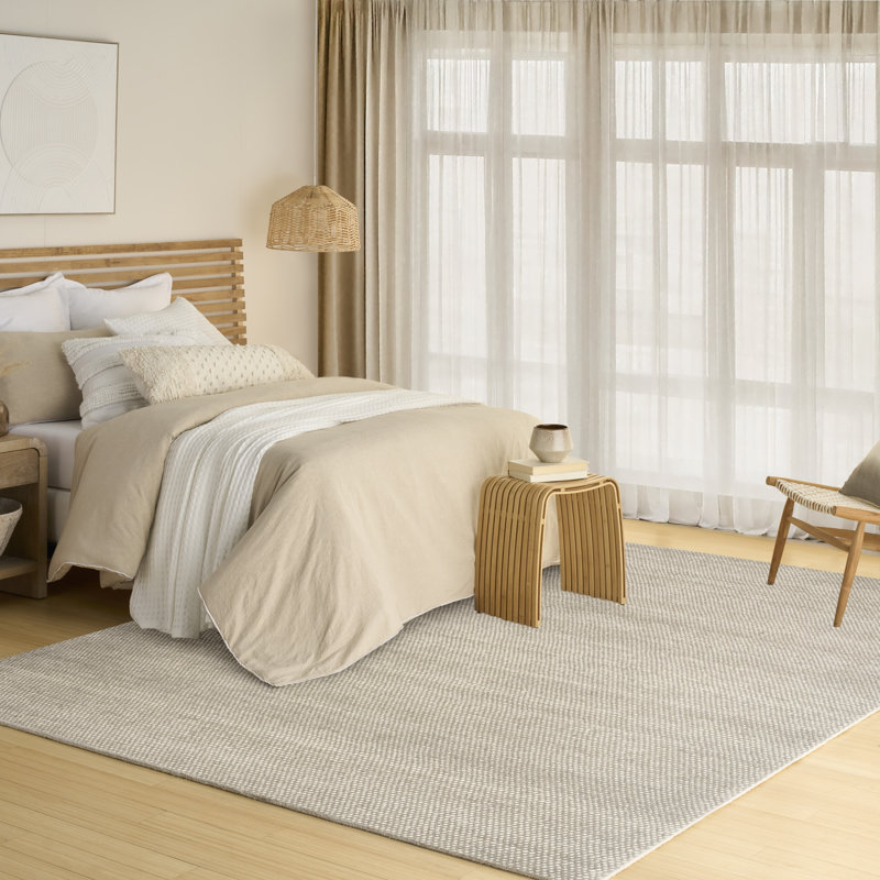 DKNY Pure Rows 5'3" x 7'3" Ivory Grey Farmhouse Indoor Rug, Rectangle 5'3" x 7'3", Gray