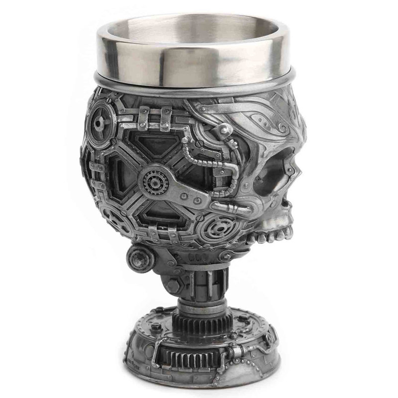 Verre 6,89 po Steampunk Skull Celtic Trinity, résine de polyester