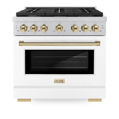 Cuisinière à gaz ZLINE Autograph Edition Paramount avec plaque de cuisson au gaz et four à convection électrique