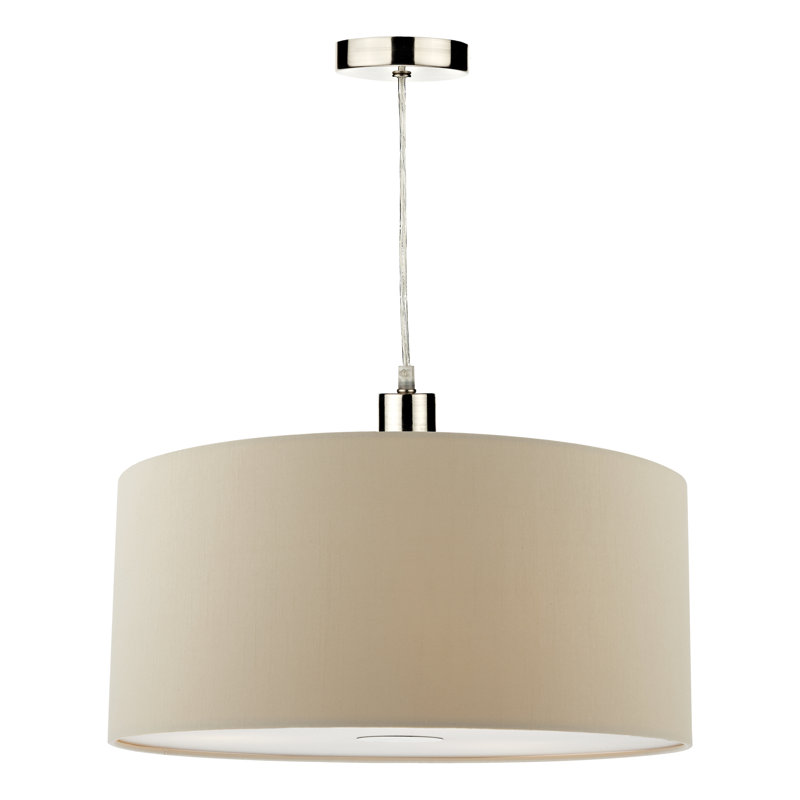 Desiree 18cm H Faux Leather Drum Pendant Shade ( Screw On ), Taupe