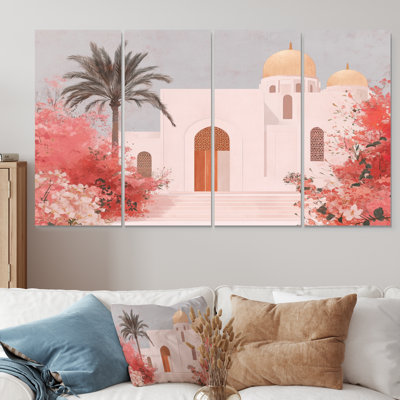 Ensemble de décorations murales Minimalisme blanc rose maroc paysage II