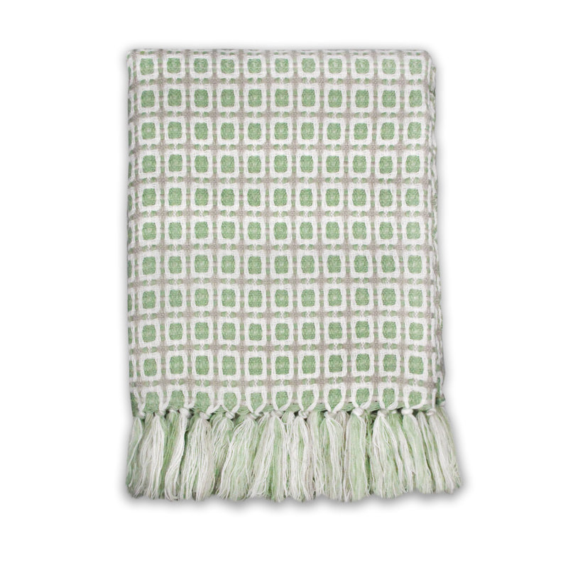 Antares Houndstooth Blanket, Sage Green