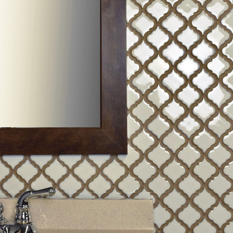 Hudson Tangier 2" x 2" Porcelain Arabesque Mosaic Wall & Floor Tile, Snowcap White