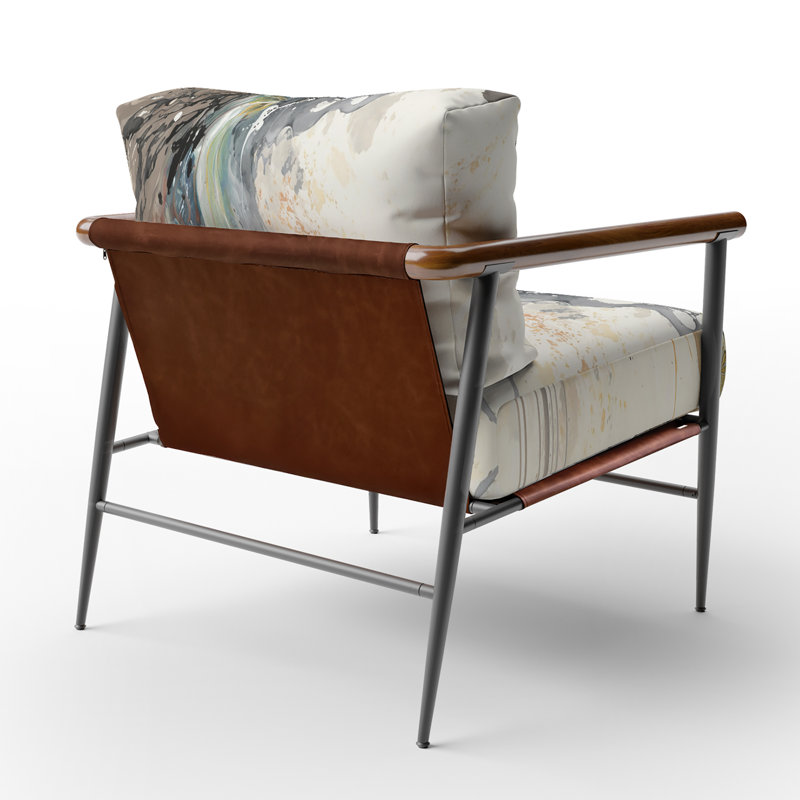Fauteuil d'appoint rembourré à l'encre liquide Jazz Rhythms In Shades Of Grey III, Noir