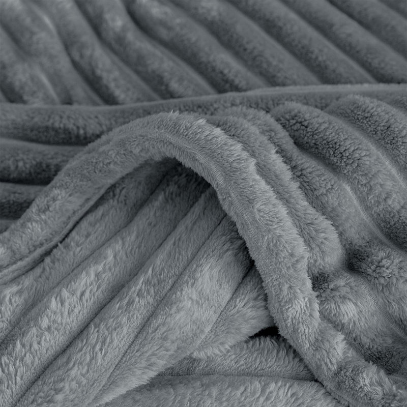 Rehana Snug Soft Chunky Ribbed Cord Plush Throw Blanket, W152 x L200cm, Silver
