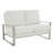 Iosif 53" Modern Faux Leather Loveseat with Polished Silver Metal Base – Square Arm Tuxedo Couch – Luxury Mid-Century Seating for Living Room or Office-1722084819