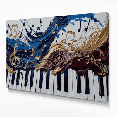 «Music Piano Gray», art mural sur toile