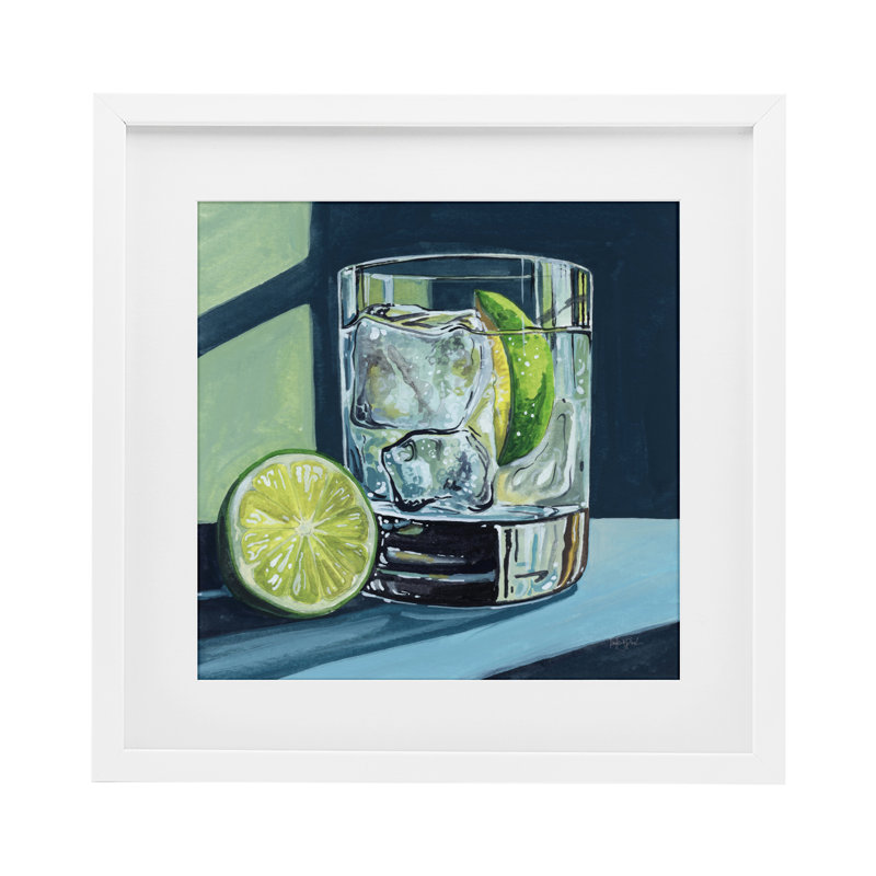 «Lime & Gin Tonic Cocktail», impression par Kate Jarvik Birch, Cadre blanc côtier, H 13 po x l 13 po