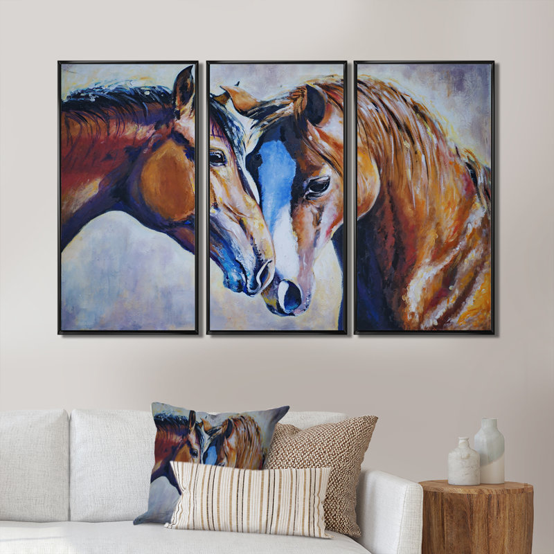 «Brown Amoureux», ensemble d'art mural sur toile encadré 3 animaux, Noir, H 28 po x l 36 po x P 1 po