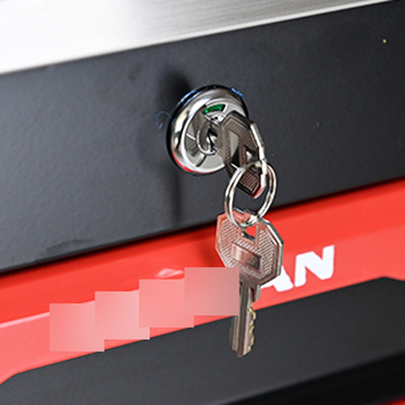 Armoire multifonctionnelle à 7 outils avec cadenas et cadre solide - Chariot sécuritaire noir et rouge 7 tiroirs verrouillables