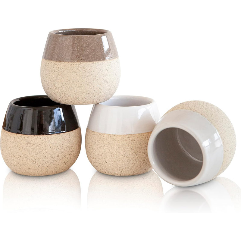 Ensemble de tasses à espresso en céramique 4,5 oz - Demitasse à double texture pour espresso et café au lait