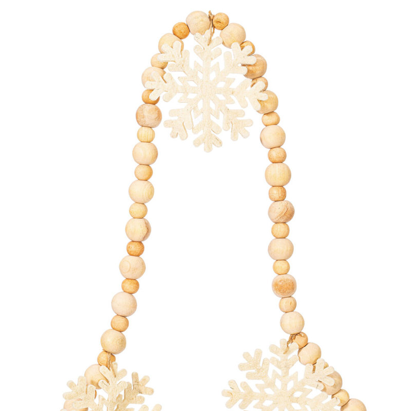 Ophelia & Co. 5' Ivory Felt Snowflake and Natural Wood Bead Garland.