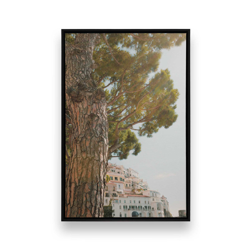 Impression sur toile Under the Pine, dans un cadre doré poli, 30 po x 20 po, Cadre flottant noir satiné