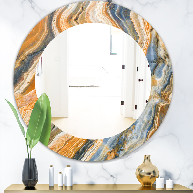Porch & Den - Marbled Geode 4 - Printed Traditional Mirror, 23.6" H x 23.6" W