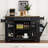 Fluted Kitchen Island With Trash Can Storage Cabinet, Power Outlet, Internal Storage Rack, Rolling Kitchen Islands On 5 Wheels With 3 Drawer, 3 Open Side Racks-204833688