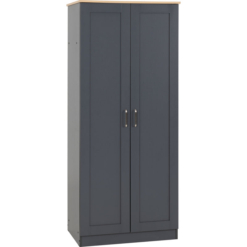 Henryville 2 Door Manufactured Wood Wardrobe, Grey