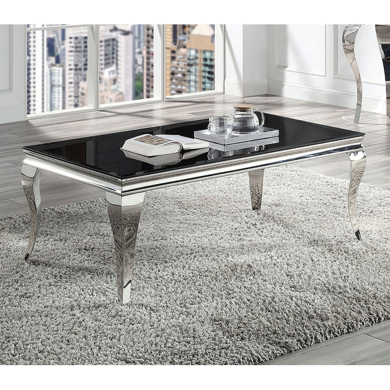 Mehseti Glass Top Single Coffee Table, Black