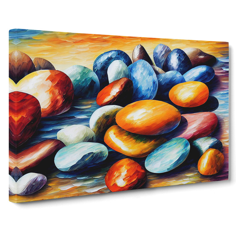 Shimmering River Pebbles Vol.1 - Wrapped Canvas, 35cm H x 50cm W x 3cm D
