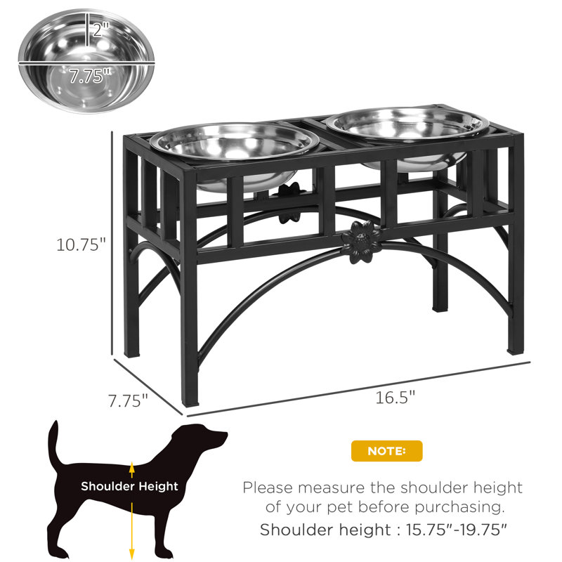 Double station d'alimentation en acier inoxydable pour chiens de taille moyenne - facile à utiliser, solide, posture et apparence élégante