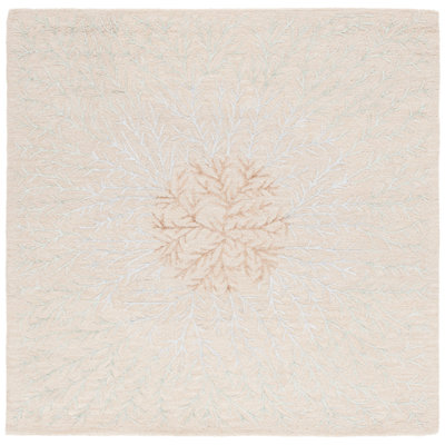 Soho Hand Tufted Wool/Cotton/Viscose Floral Rug in Beige/Brown
