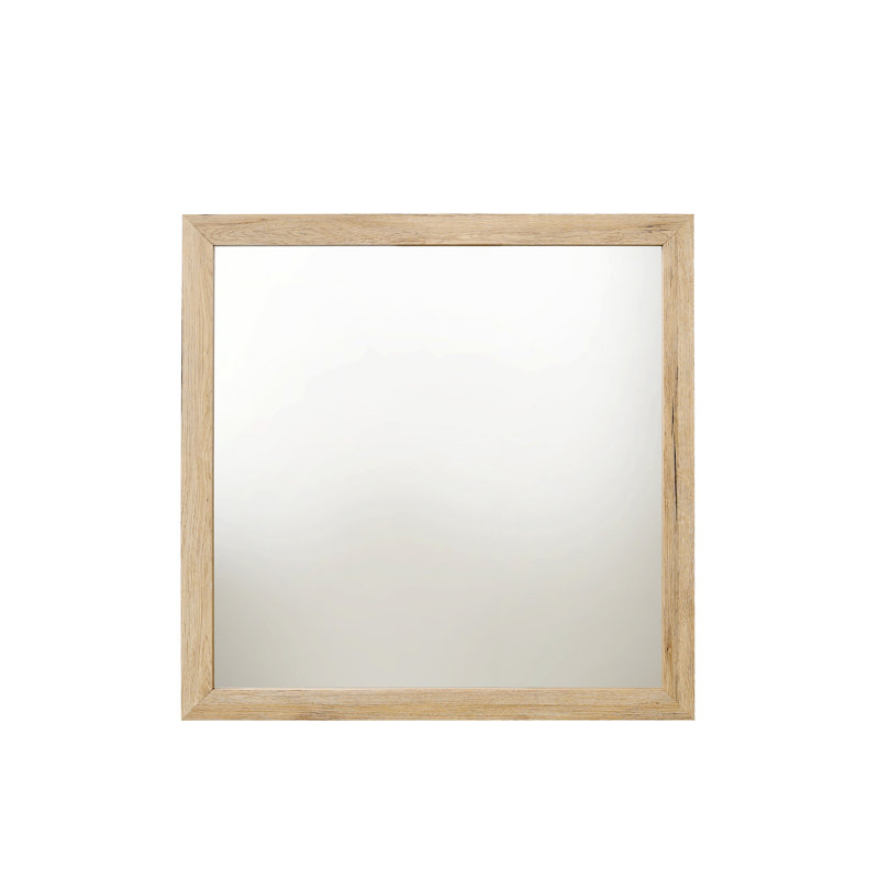 Miroir carré, miroir d'appoint avec cadre en bois pour la maison, Naturel