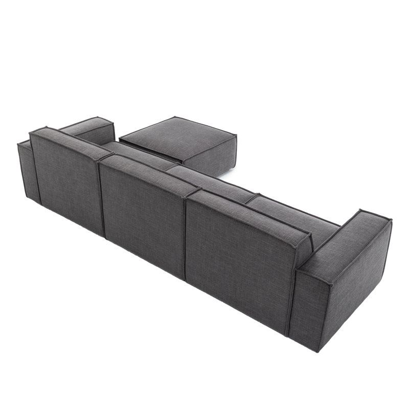 Canapé modulaire avec repose-pieds mobile 4 pièces Shonnard, Mélange de coton gris