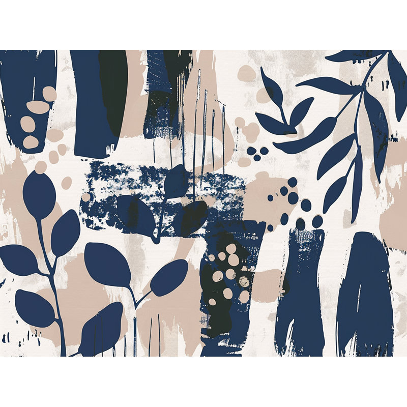 Tapisserie murale plante graphique - Décoration murale abstraite, H 68 po x l 80 po