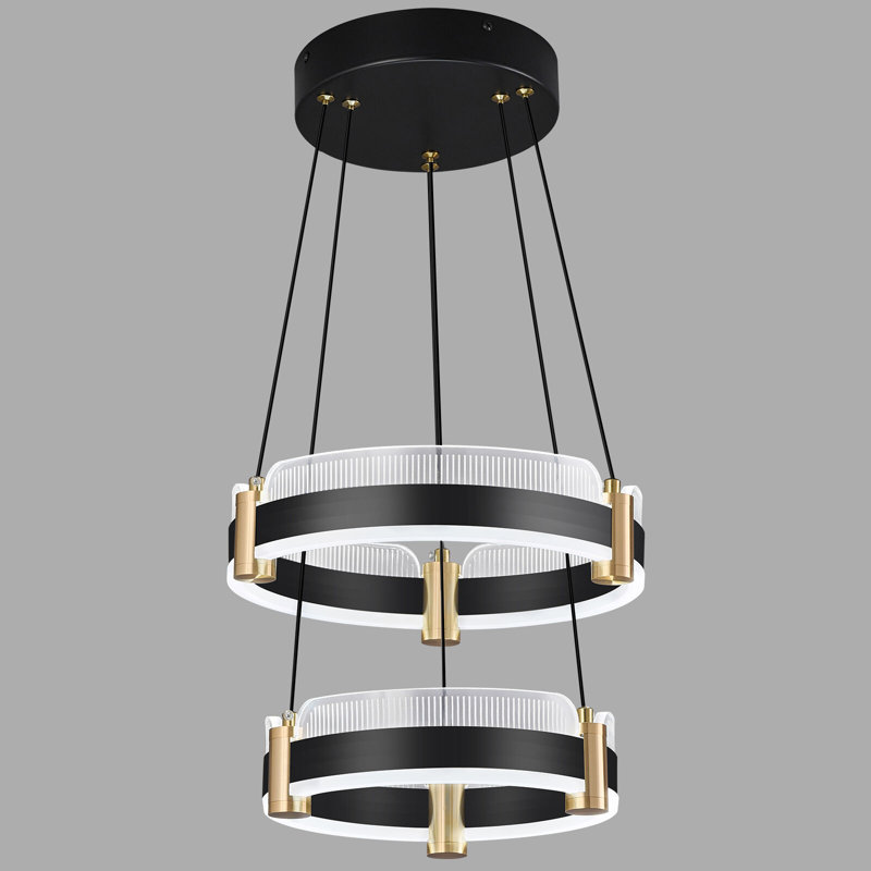 Lustre moderne à télécommande DEL (or noir), 2