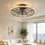 Ventilateur de plafond rustique à cage noire avec éclairage, ventilateur de plafond à cage Farmhouse avec télécommande, plafonnier à profil bas à DEL pour le salon de la cuisine de la chambre à coucher