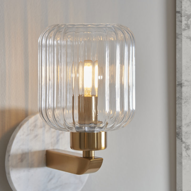 Tarlo Ribbed Wall Sconce, White Marble
