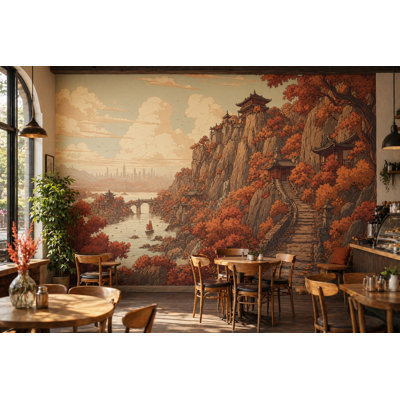 Walls Wallpaper Cliff Removable Pagoda Wall Decor