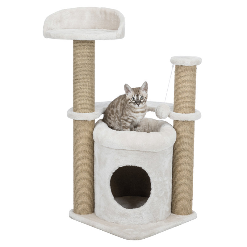 Nayra 32.7" Beige and Jute 3-Level Cat Tree with Condo