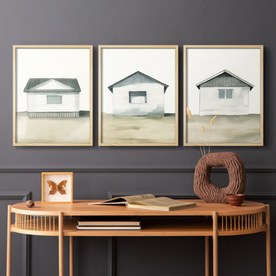 Lanscape Study  Series  VIII  -Set Of 3 Framed Giclee Prints -Ready to Hang