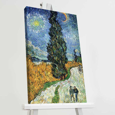 Superbe peinture décorative sur toile Van Gogh, 17,7 po x 27,6 po | 100% toile de suède, cadre 100% bois (épaisseur: 1,2 po) | Parfait pour la décoration intérieure, les amateurs d'art et les idées de cadeaux uniques, design élégant et intemporel