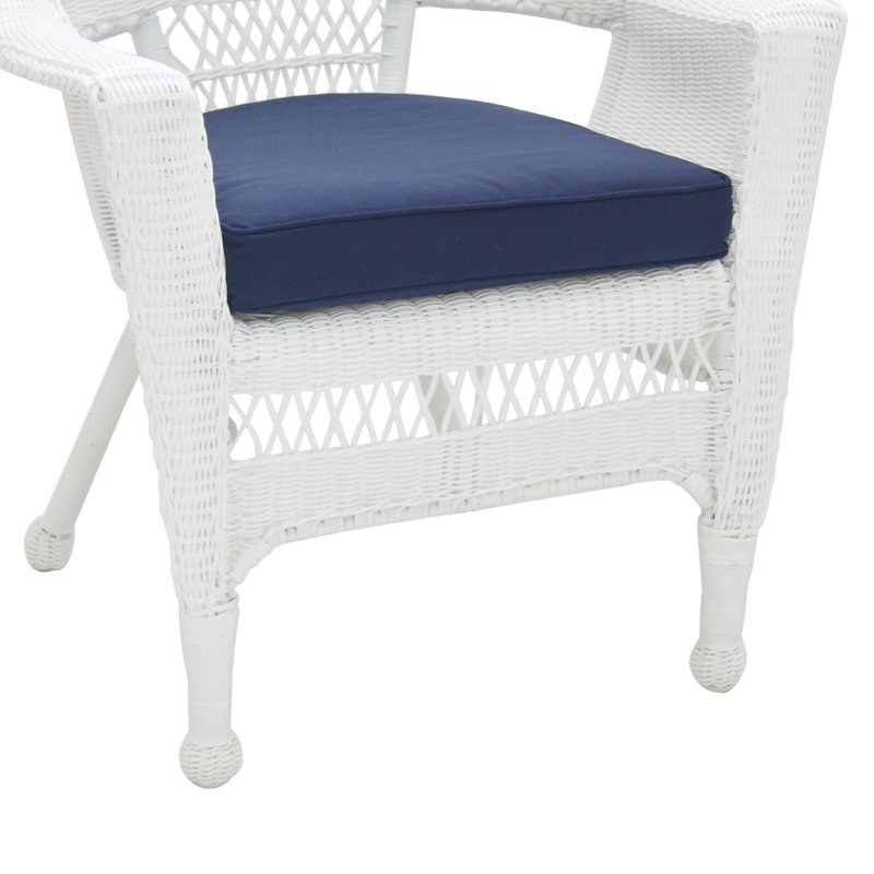 Chaise de patio avec coussins, Bleu minuit, Blanc
