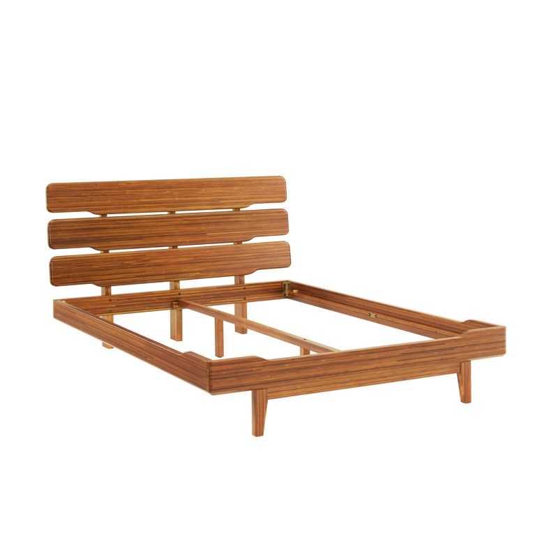 Lacey Solid Wood Slat Bed, King, Brown