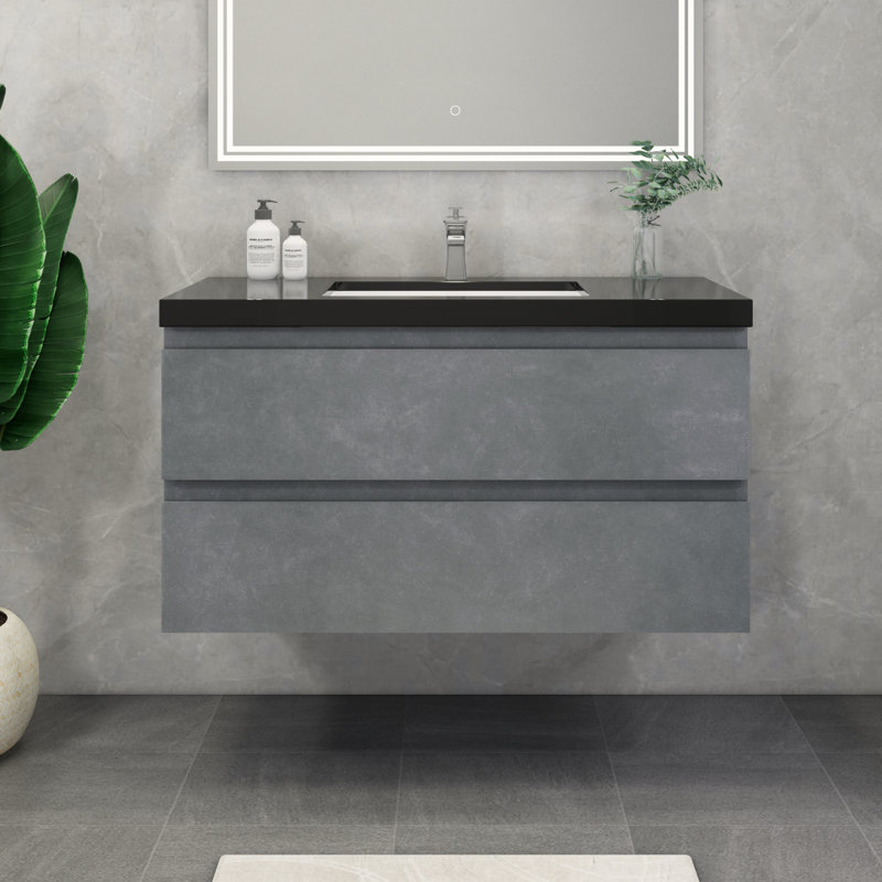 Castin 41.5'' Single Bathroom Vanity with Acrylic Top, Cement Gray