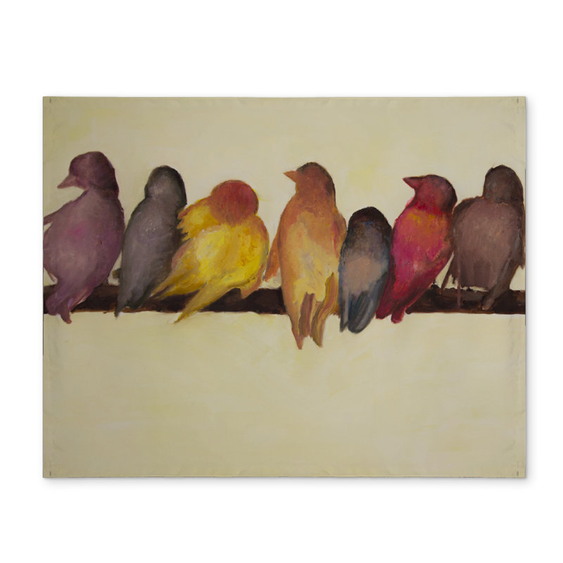 Napperon contemporain de style famille d'oiseaux jaunes | Décoration intérieure