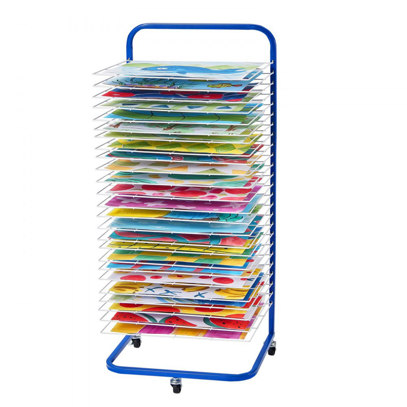 Art Drying Rack 25 Removable Shelves Paint Drying Rack With Wheels , Blue