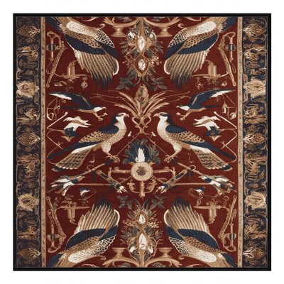 Machine Washable French Black Area Rug
