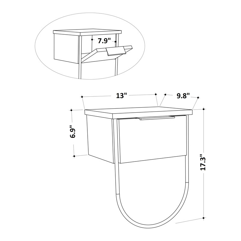 Table de chevet Yandi, Moutarde