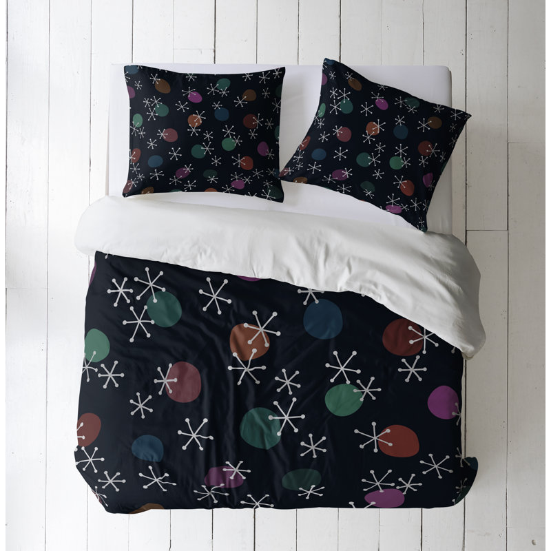 Modern & Contemporary Polyester Duvet Cover, Twin Duvet Cover + 1 Queen Sham, Black