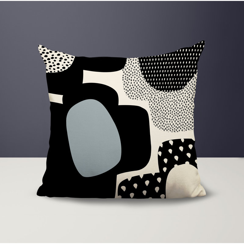 Coussin carré intérieur / extérieur pia, H 19 po x l 19 po, Gris / noir / blanc cassé