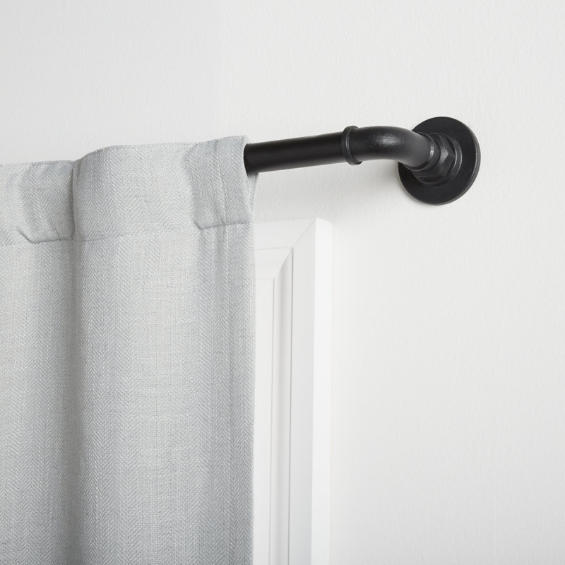 Hyde Matte Black Adjustable Wrap Around Curtain Rod 66"-120"