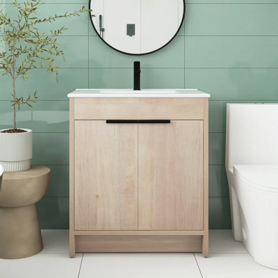 Meuble-lavabo sur pied simple 30 po avec comptoir en céramique