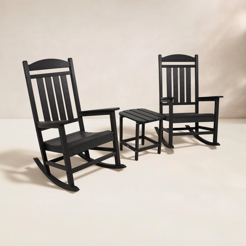 POLYWOOD Presidential Rocker 3-Piece Set, Black