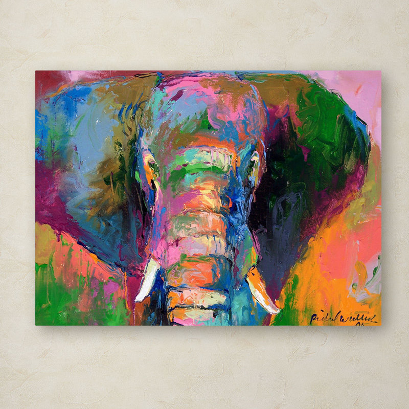 «Elephant 2», reproduction, H 14 po x l 19 po x p 2 po, Toile tendue, Pas de tapis