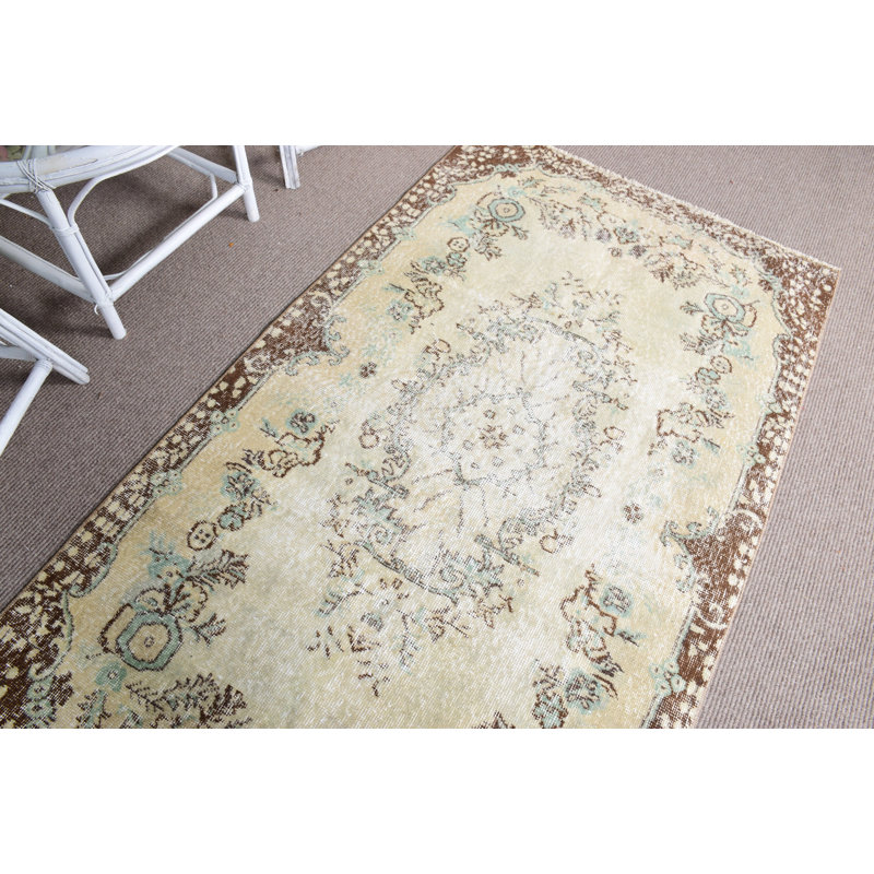 Tapis turc rétro à motif floral brun pour décoration intérieure Boho