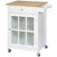 Chariot pour îlot de cuisine 27 "avec tiroir et porte vitrée, chariot de cuisine avec tablette réglable et porte-serviettes, blanc